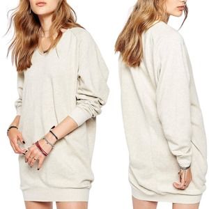 Scotch & Soda Home Alone Cozycore V-Neck Sweatshirt Dress Relaxed Neutral NWT M
